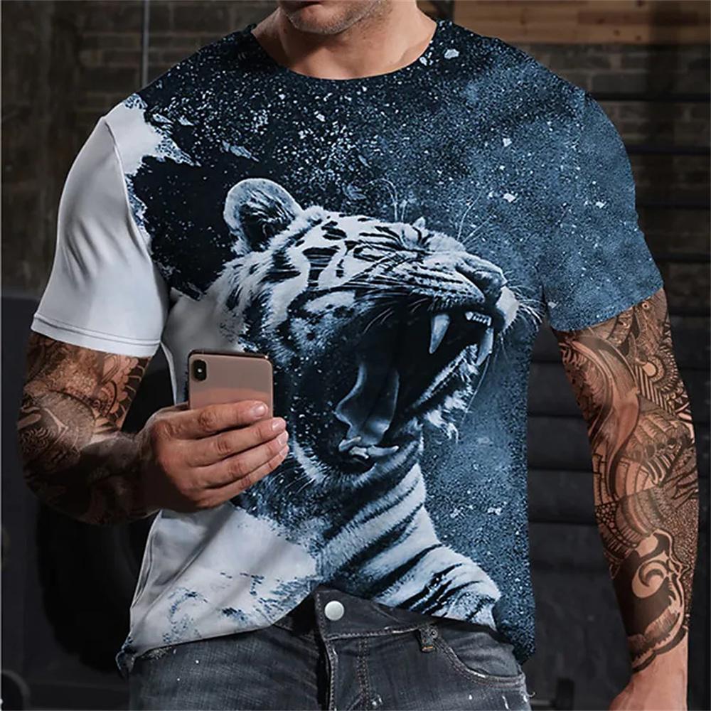 ETST WENDY 005 Heren T-shirt Zomer Kat Tijger Panter Print Hoge Kwaliteit Heren Top Alledaagse Casual Kleding Mode Retro Korte Mouw t-shirt S