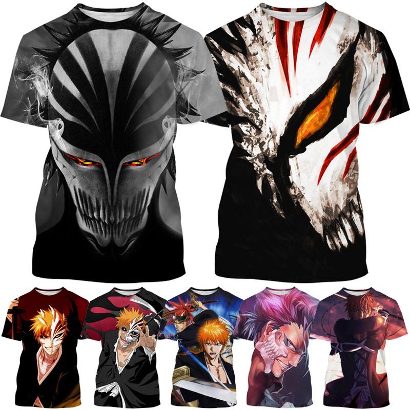 Factory Outlet Clothing Japanse Anime BLEACH 3D Printing T-shirt Mannen Casual Role Playing Ronde Hals Korte mouwen XXS-6XL XXXXL geel