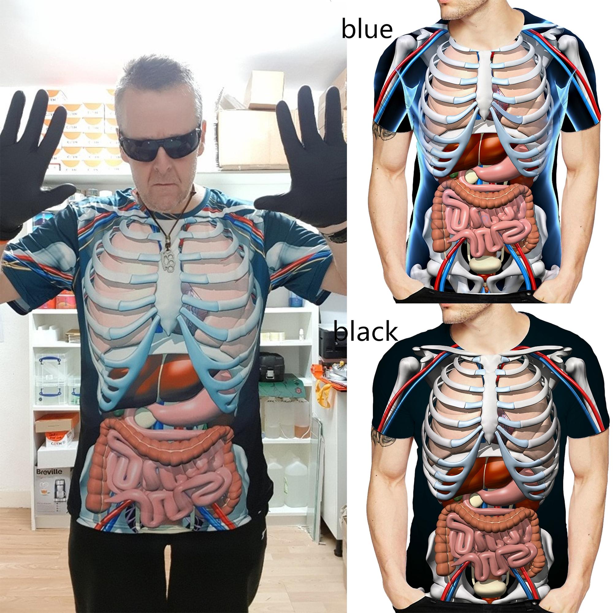 Factory Outlet Clothing Educatief Augmented Reality T-shirt voor Anatomie 3D Gedrukt Ronde Hals Korte Mouwen T-Shirt Anime Grappig Halloween Mannen T-shirt XXXXXL blauw