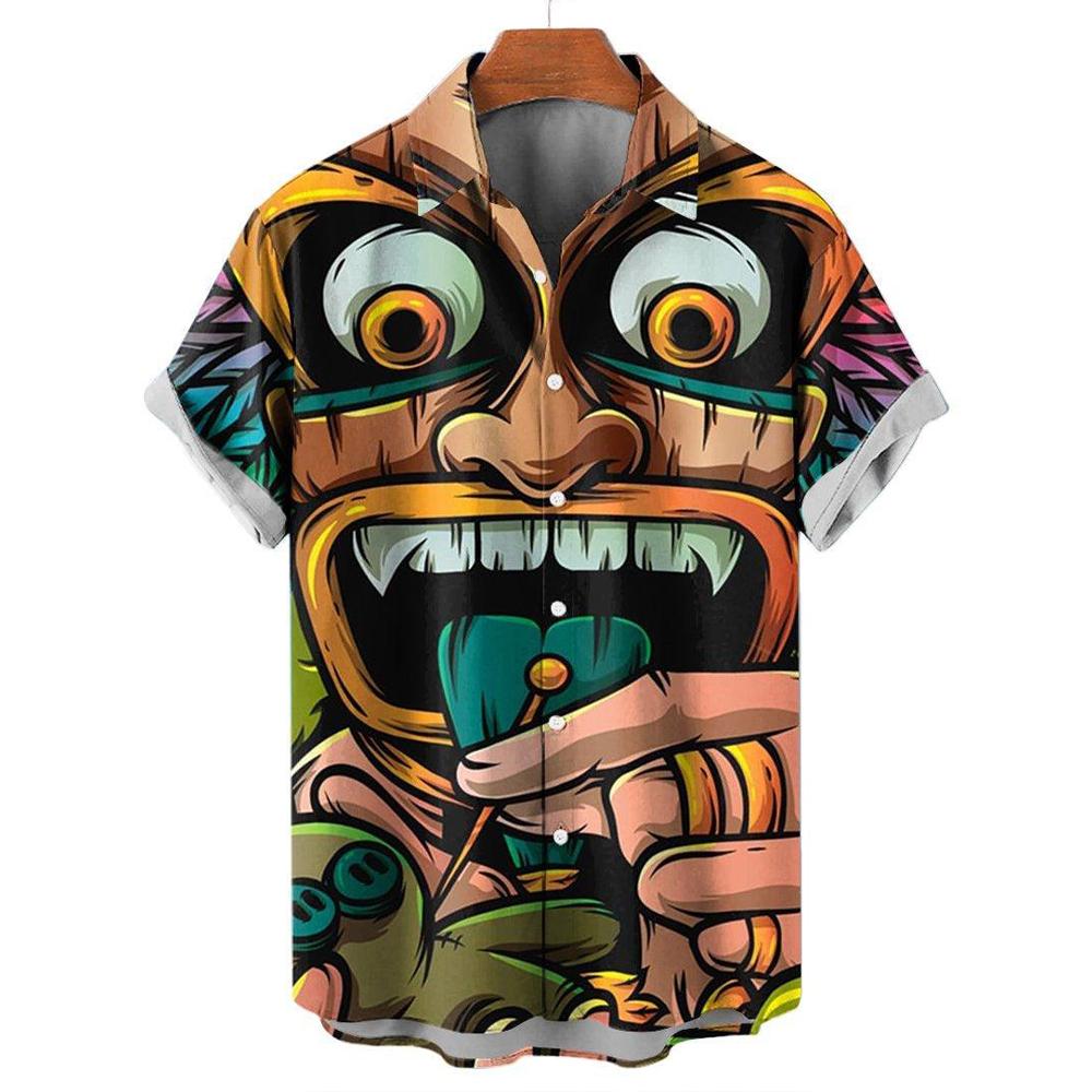 Factory Outlet Clothing Zomer Schedel 3d Hawaiiaans Shirt voor Man Oversized Casual herenoverhemden Streetwear Strand Mannelijke Tops Korte mouw Blouse Trendy Tees XXXXXL