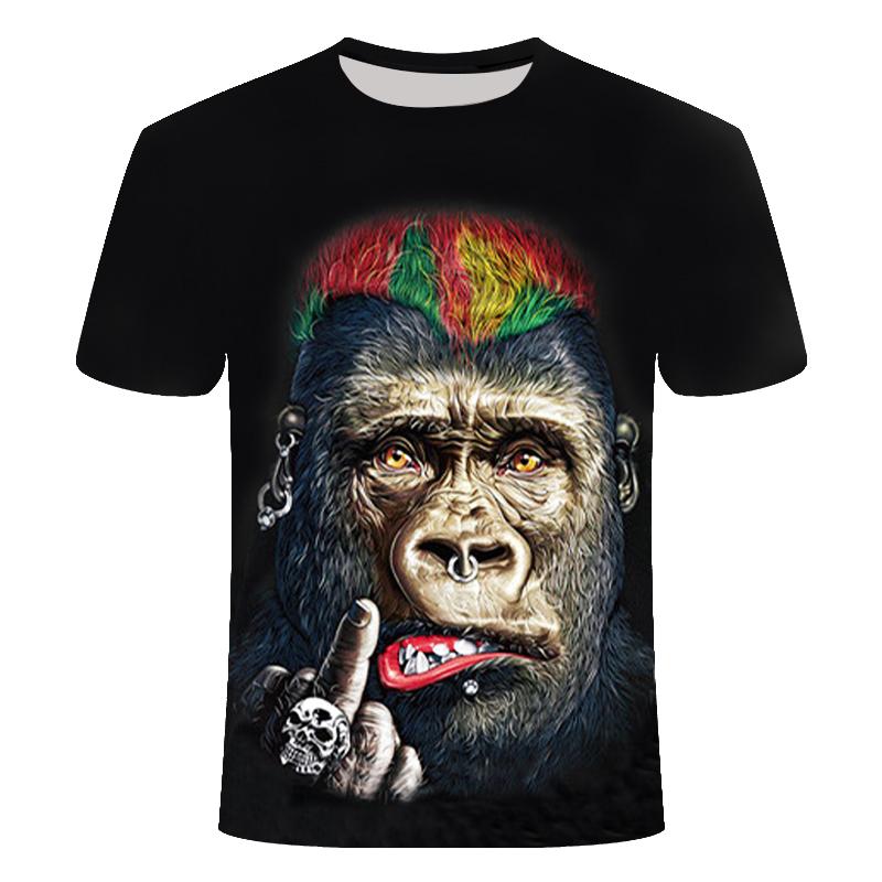 Factory Outlet Clothing Zomer Heren Street T-Shirt 3D Gorilla Print Casual O-hals Top Fashion met korte mouw Comfortabele losse Hip Hop Heren Nieuwe Stijl XXXXXL