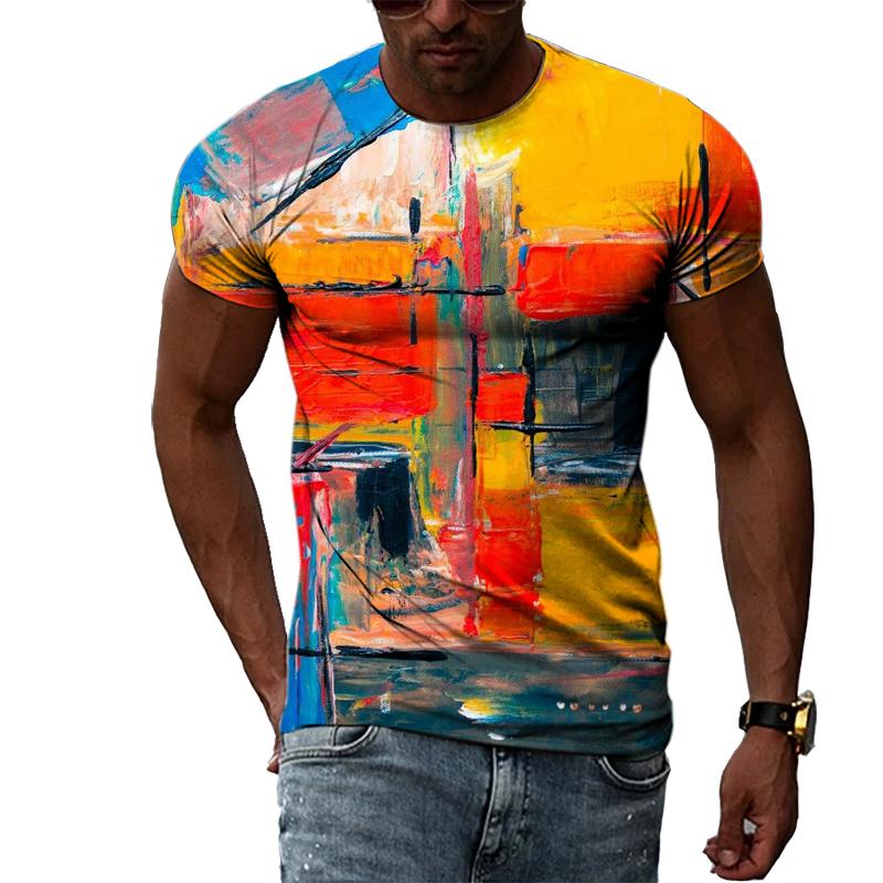 ETST 03 Zomer Mode 3D Graffiti Hip Hop Mannen T-shirt Trendly Casual Persoonlijkheid Afdrukken Tees Harajuku Straat O-hals Korte Mouw Tops XS