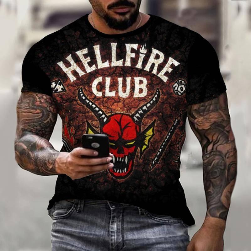 Xin nan zhuang 3D Afdrukken T-shirt Demon Raar Top Straat Heren T-shirt Schedel O Hals Mode Heren Top Korte Mouw Zomer mannen T-shirt 6XL