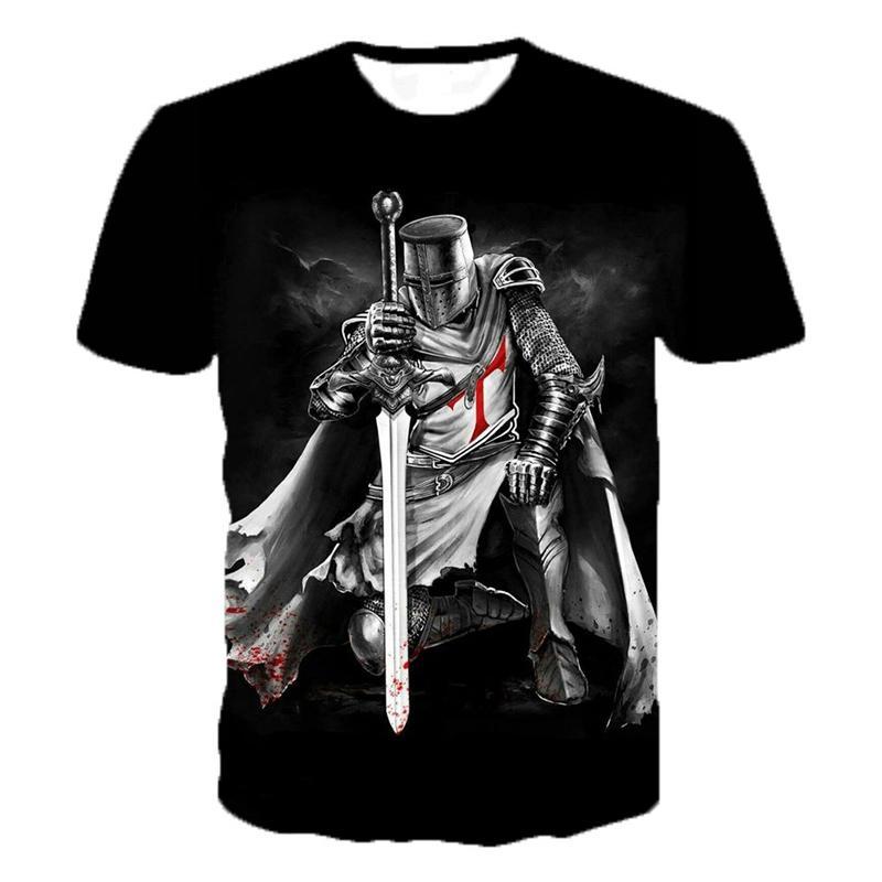 TIP723 Knight Templar Heren T-shirt 3D Printing T-shirt Knight Templar Fashion Casual T-shirt Hip Hop Harajuku Streetwear Tops XS