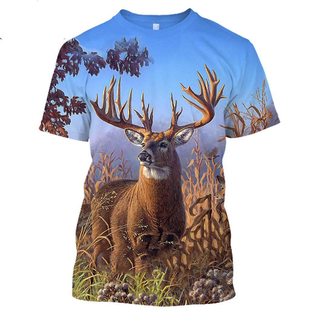 Factory Outlet Clothing Camo Jacht Dieren Herten elanden 3D T-shirt Zomer Casual Mannen T-shirts Mode Streetwear Vrouwen Trui Korte Mouw Tops XXS