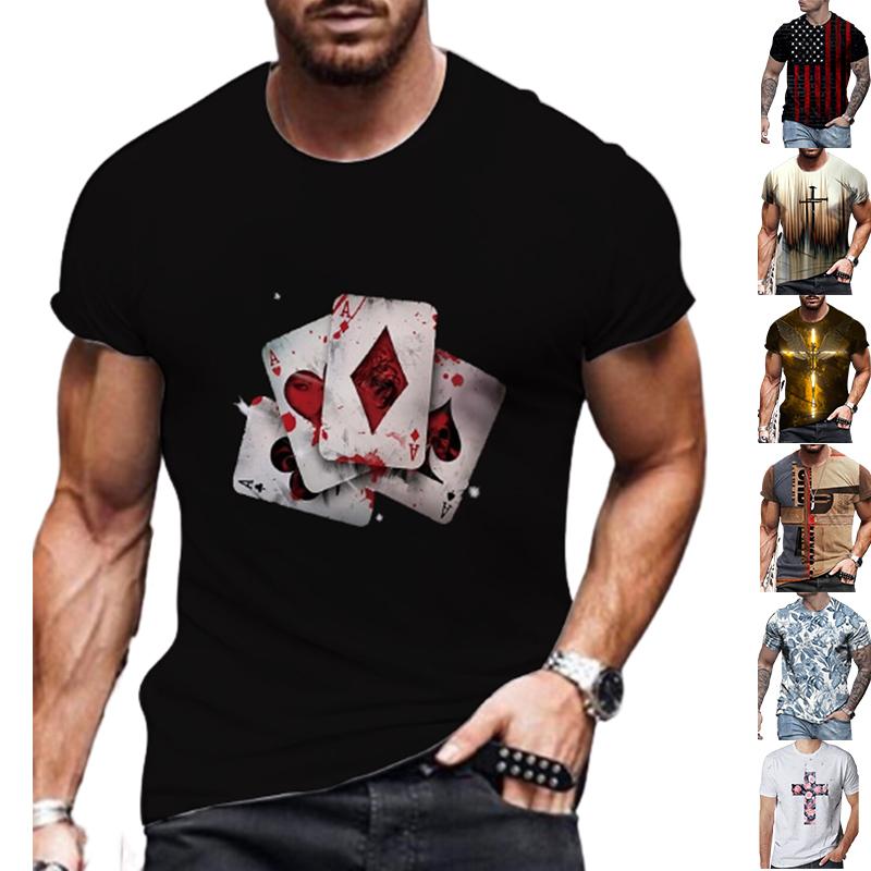 Happy Show Nieuwe Zomer Men's Fashion T-shirt Persoonlijkheid Ling-vormig Rood A Bedrukt Heren T-shirt Top XS zwart