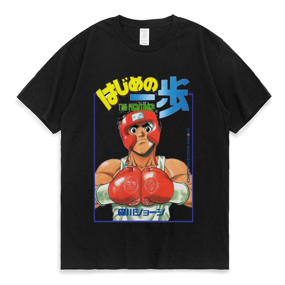 Bra nd fashion leisure007 Anime Hajime Geen Ippo T-shirt Makunouchi Grafische Print Korte Mouw Tee Shirts Cartoon Kamogawa Boksen Gym T-Shirt Streetwea... S zwart