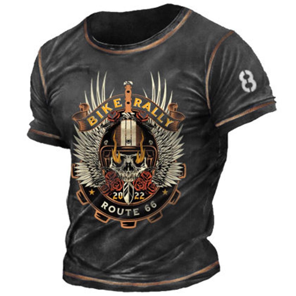 ETST 03 Vintage T-shirt Voor Mannen 3d Bedrukte Tees Tops Motorfiets T-shirt Olie Korte Mouw Biker 66 Route T-shirts Mannen kleding Camiseta - T-shirts 6XL