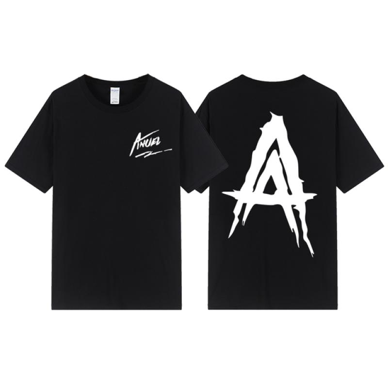 TENJINGE Trendy 2023 Trendy Nieuwe Anuel AA T-shirts voor heren en dames Grote Casual O-hals Hiphop Patroon T-shirts Straatkleding Heren T-shirts XL