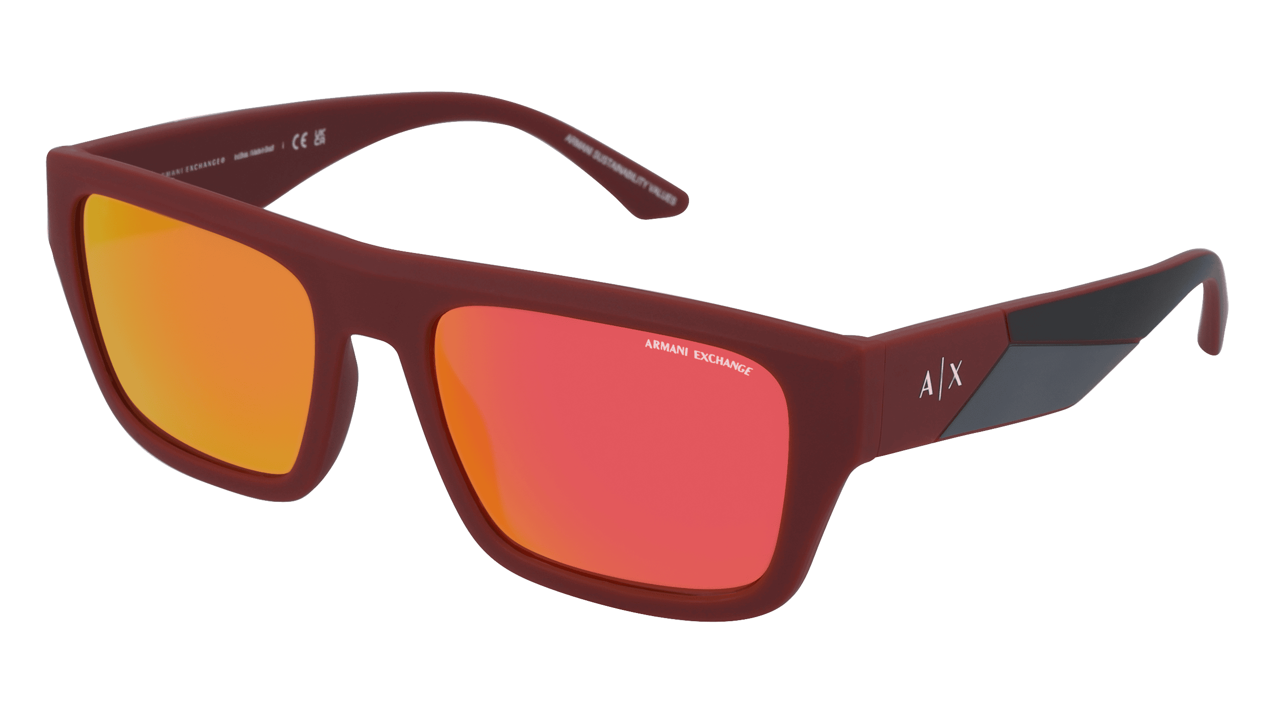 Luxottica Armani Exchange AX4124SU Herren-Sonnenbrille Vollrand Eckig Kunststoff-Gestell, rot