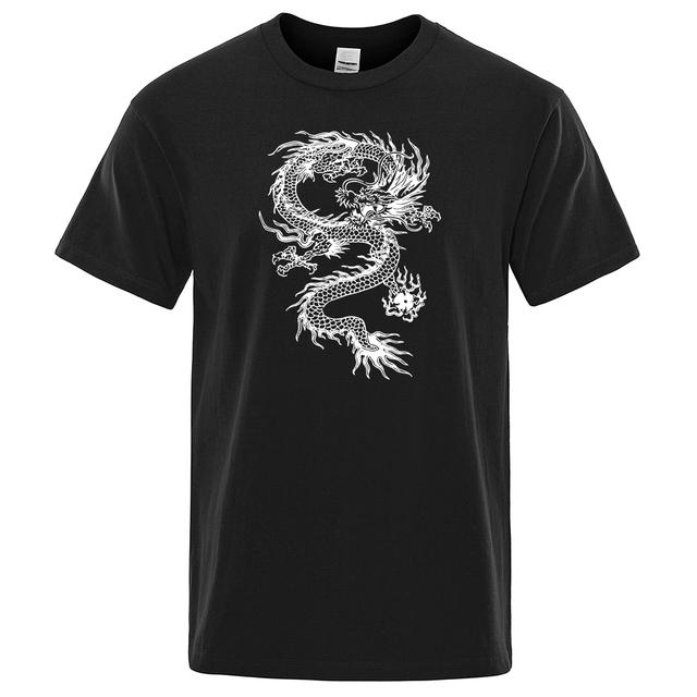 Boutique sports suit series 2 Mannen en vrouwen T-shirts Chinese stijl witte draak mannen Tshirts mode ademende T-shirts losse katoenen T-kleding T-shirt L