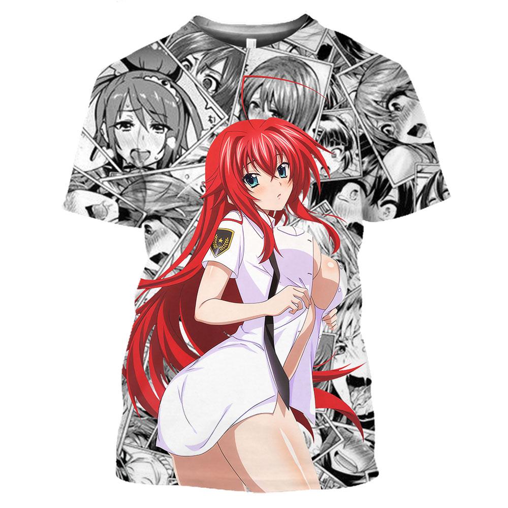 Baibao QIQI Mannen T-shirts Rias Gremory High School DxD Anime Sexy Pervert Shirt Tshirt Vrouwen T Shirt Mannen Polyester Tees Alternatief 6XL