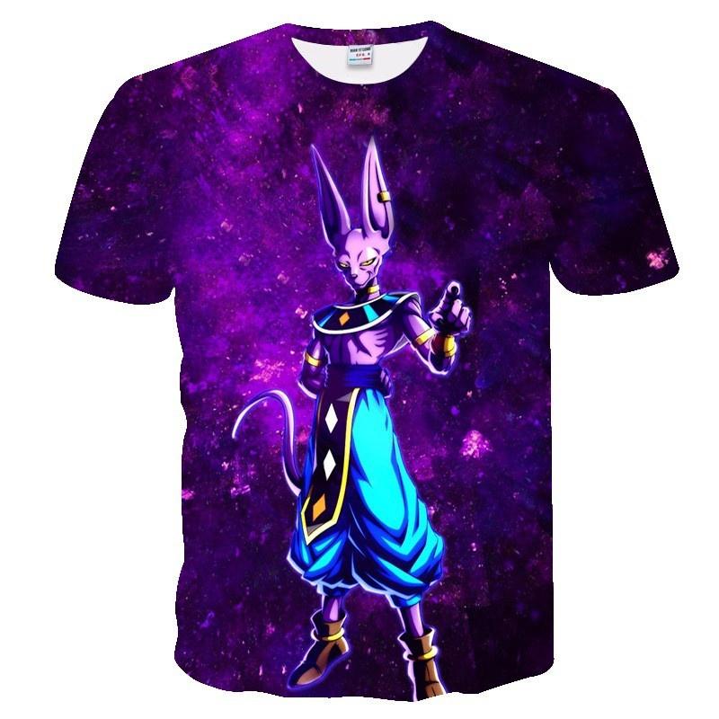 TOP COOL FASHION 3D Anime Beerus bedrukt herenmode T-shirt met korte mouwen Draak T-shirt (S-5XL) S