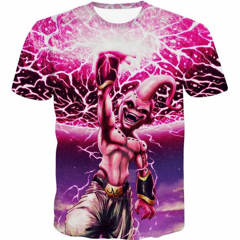 TOP COOL FASHION 3D Super Anime Majin Buu Gedrukte Herenmode T-shirt met korte mouw Dragon Z T-shirts (S-5XL) S