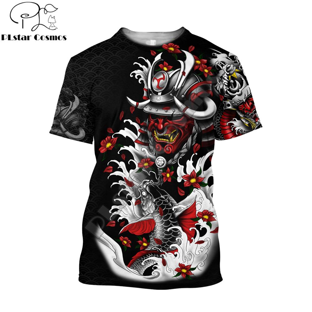 TIP723 Mooie Samurai Tattoo Karpervissen 3D Gedrukt Mannen T-shirt Zomer Mode Harajuku Korte Mouw T-shirts Unisex Oversized Tops XS