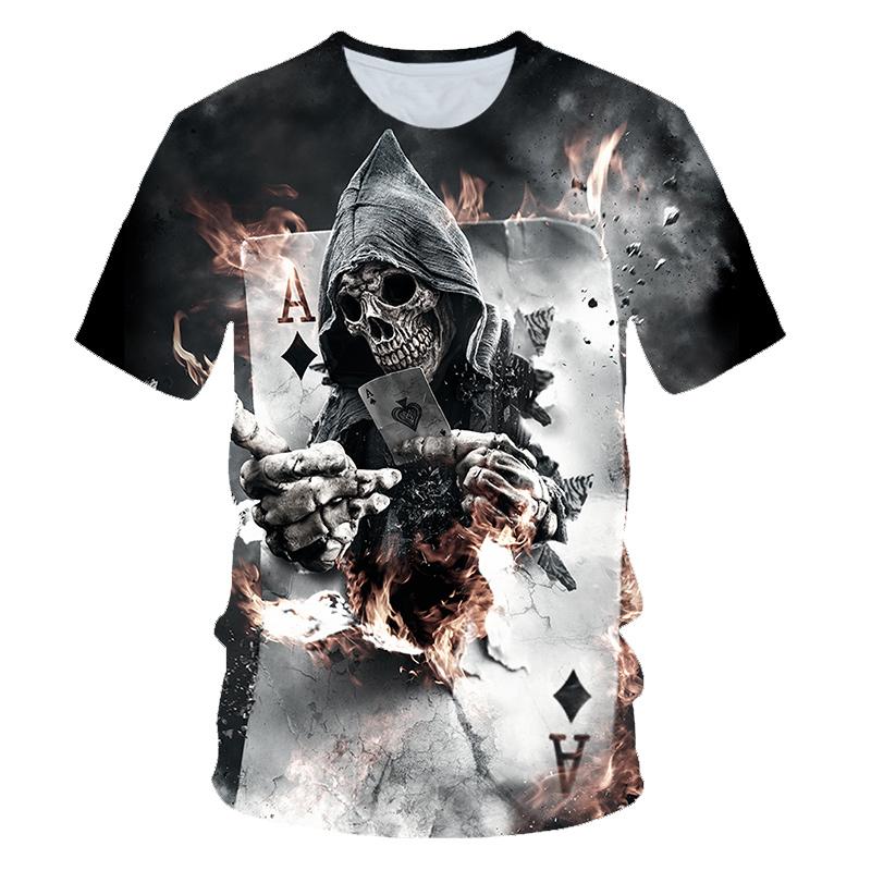 TIP723 Schedel Schoonheid Rock Cool 3D T-shirts Heren Motorfiets Punk 3D Gedrukte T-shirt Mannen Kleding T-shirt Zomer Top Homme hipster Pop Shirt XS