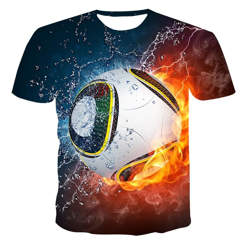 TIP723 Zomer 3D Print Voetbal Grafische t-shirts Interessante Persoonlijkheid Casual Heren T-shirt Mode Ademende T-shirts met korte mouwen XS