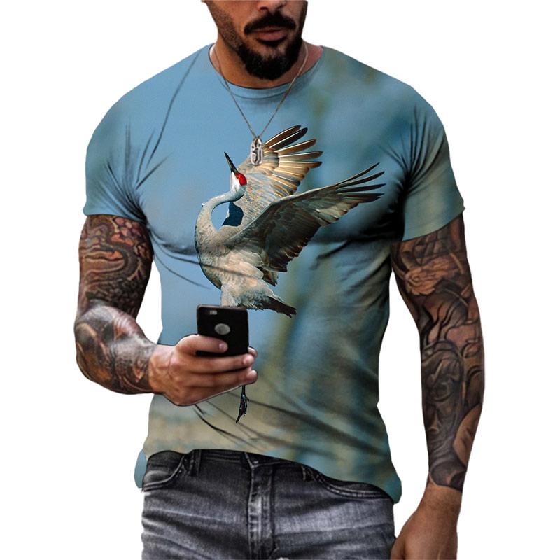 ETST WENDY 05 Zomer Nieuwe Creatieve 3D Gedrukt Kraan grafische t-shirts Mannen Mode Casual Street Style Tees Trend Persoonlijkheid O-hals Korte Mouw S