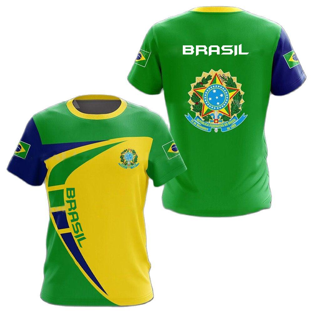 Xiao Xiang BRAZILIË Zomer heren T-Shirt Brazilië Nationale Embleem Vlag 3D Print Casual Ronde Hals T-Shirt Mode Trui Kinderkleding XS