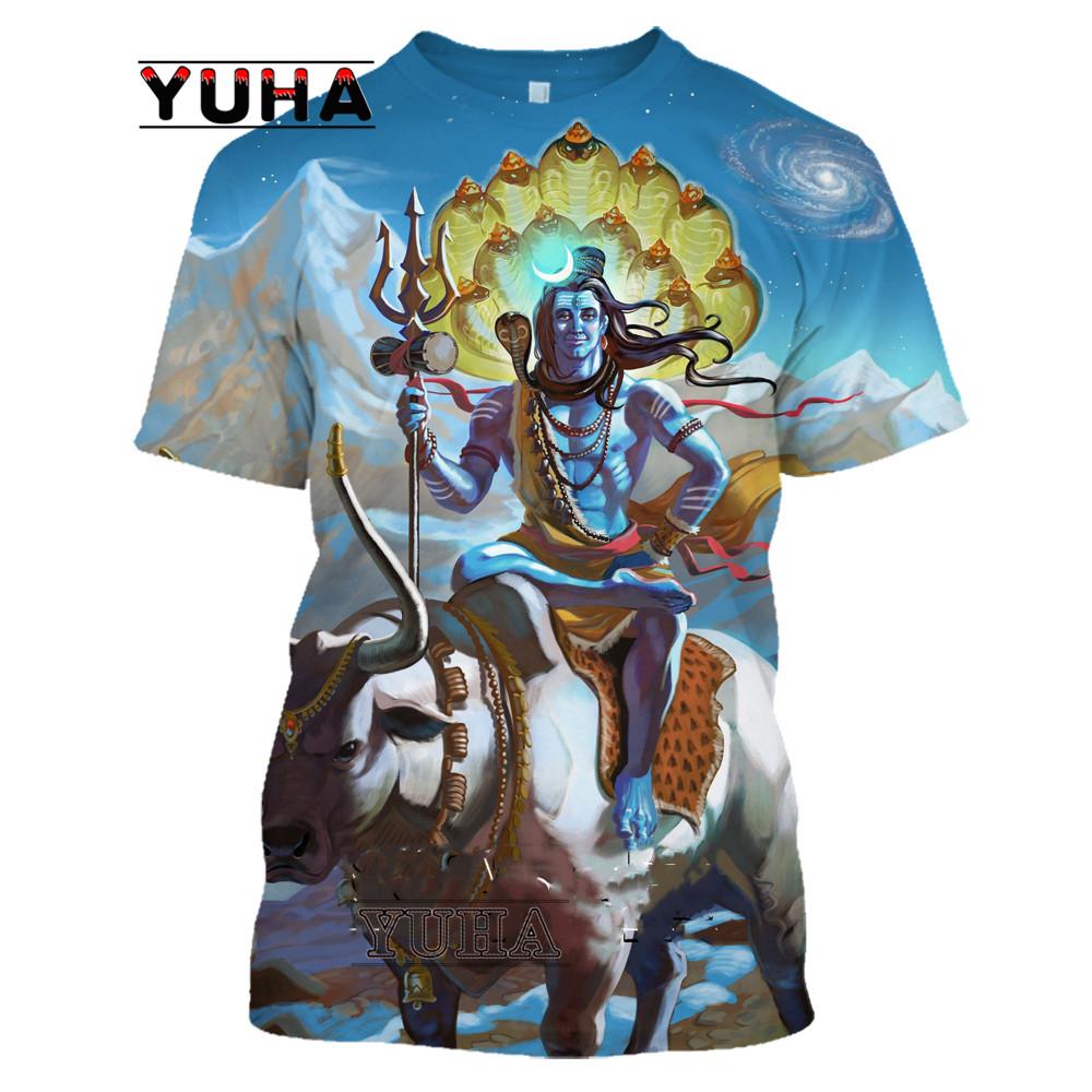 ETST 07 India God Of Destruction Shiva Lord T Shirt 3D Print Unisex Top Zomer Mannen Vrouwen Hip Hop Harajuku Streetwear Tee 5XL