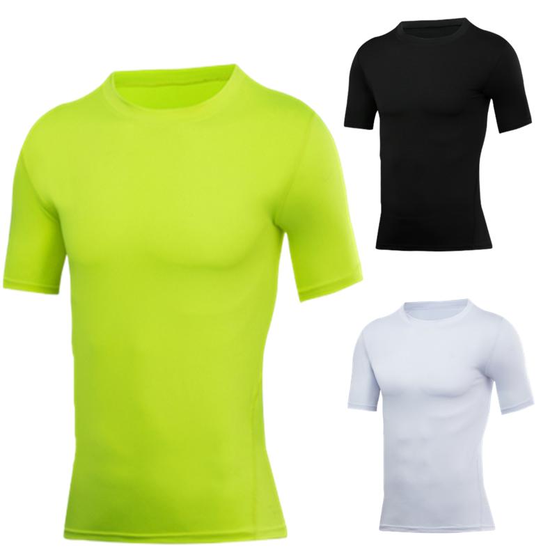 YOUNAXIN Mannen Groene Korte Mouwen T-Shirts Base Layer Basketbal Sport Compressie Gym Fitness Running Top Outdoor Skinny Sportswear S zwart