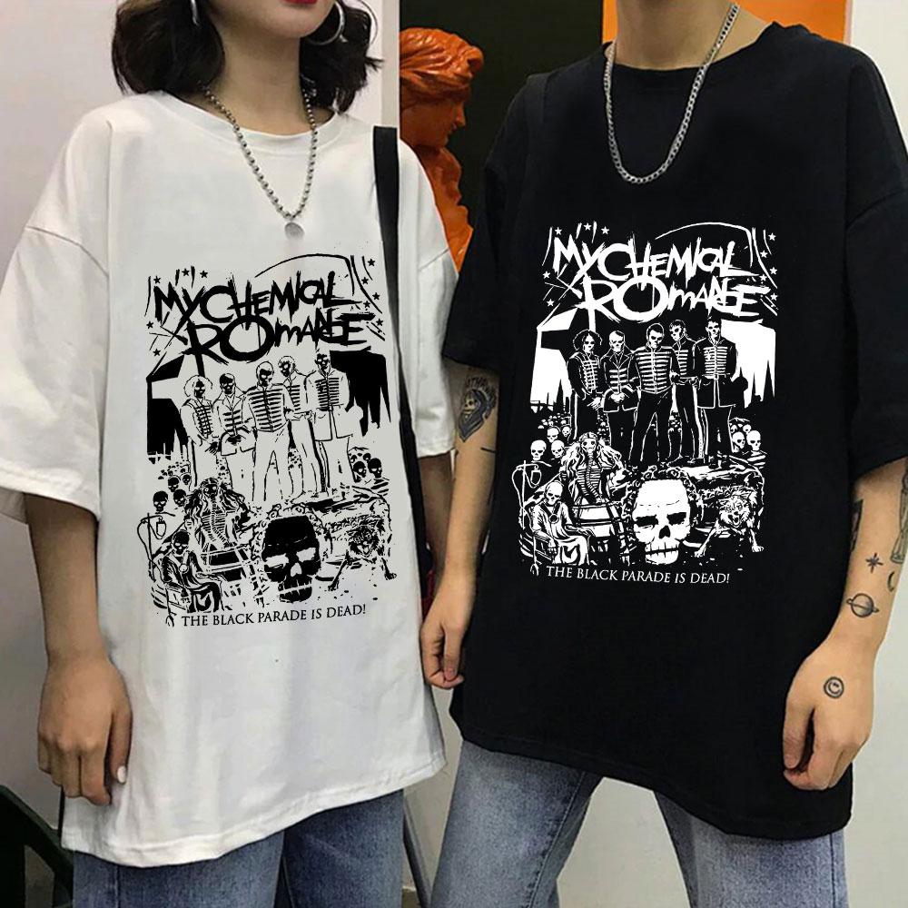 New Young Anime Mijn Chemische Romantiek Mcr Dead Nieuwe T-shirt Zwart Parade Punk Emo Rock Zomer T-shirt Jogging Outdoor Sport shirt XS wit