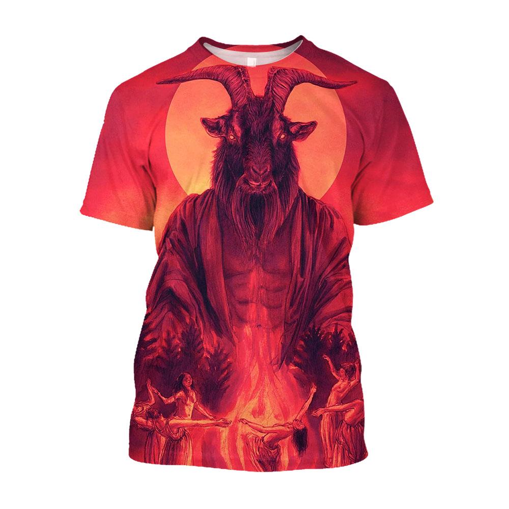 Baibao QIQI Jumeast 3D Evil Satanisme Satan Gedrukt Heren T-shirts Grunge Y2K Casual T-shirts Horror Mode Streetwear T-shirty Gothic Tops S