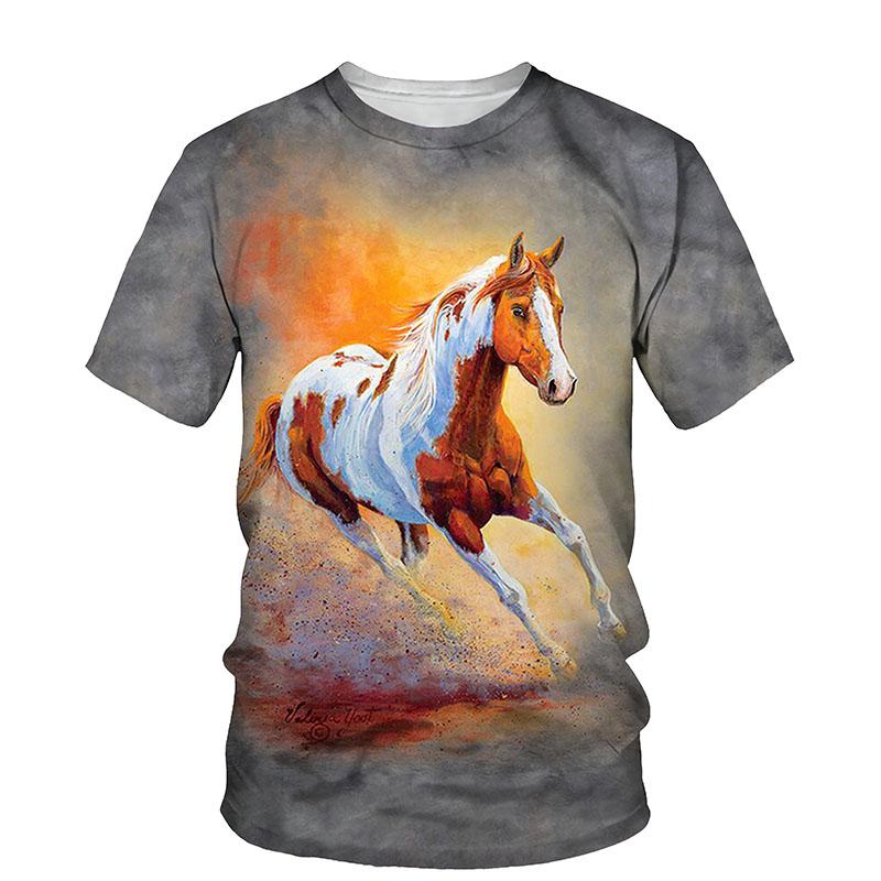 ETST WENDY 05 Knappe Paard grafische t-shirts Zomer Mode Dierenpatroon Print t-shirt Casual Persoonlijkheid Hip Hop streetwear mannen T-shirt S