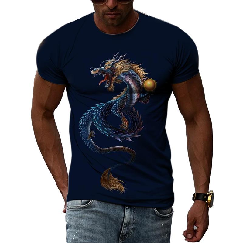 ETST WENDY 05 Zomer Mode Chinese Dragon Men T-shirts 3D Trend Casual Persoonlijkheid Cool Style Printing Tees Hip Hop O-hals Korte Mouw Tops S