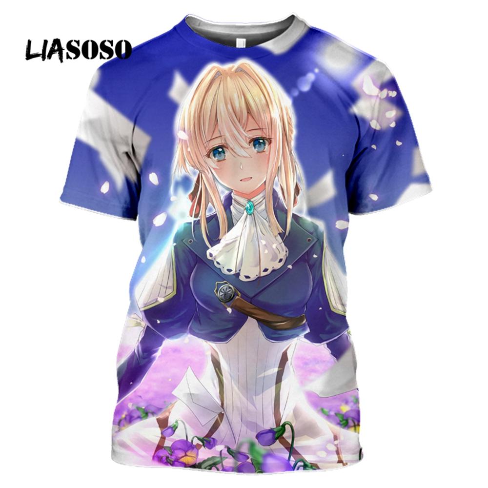 Baibao QIQI Violet Evergarden T-shirt 3D Print Harajuku Anime Meisje Zomer Tee Grafische Mens Shirt Vrouwen O-hals Top Fashion Streetwear 6XL