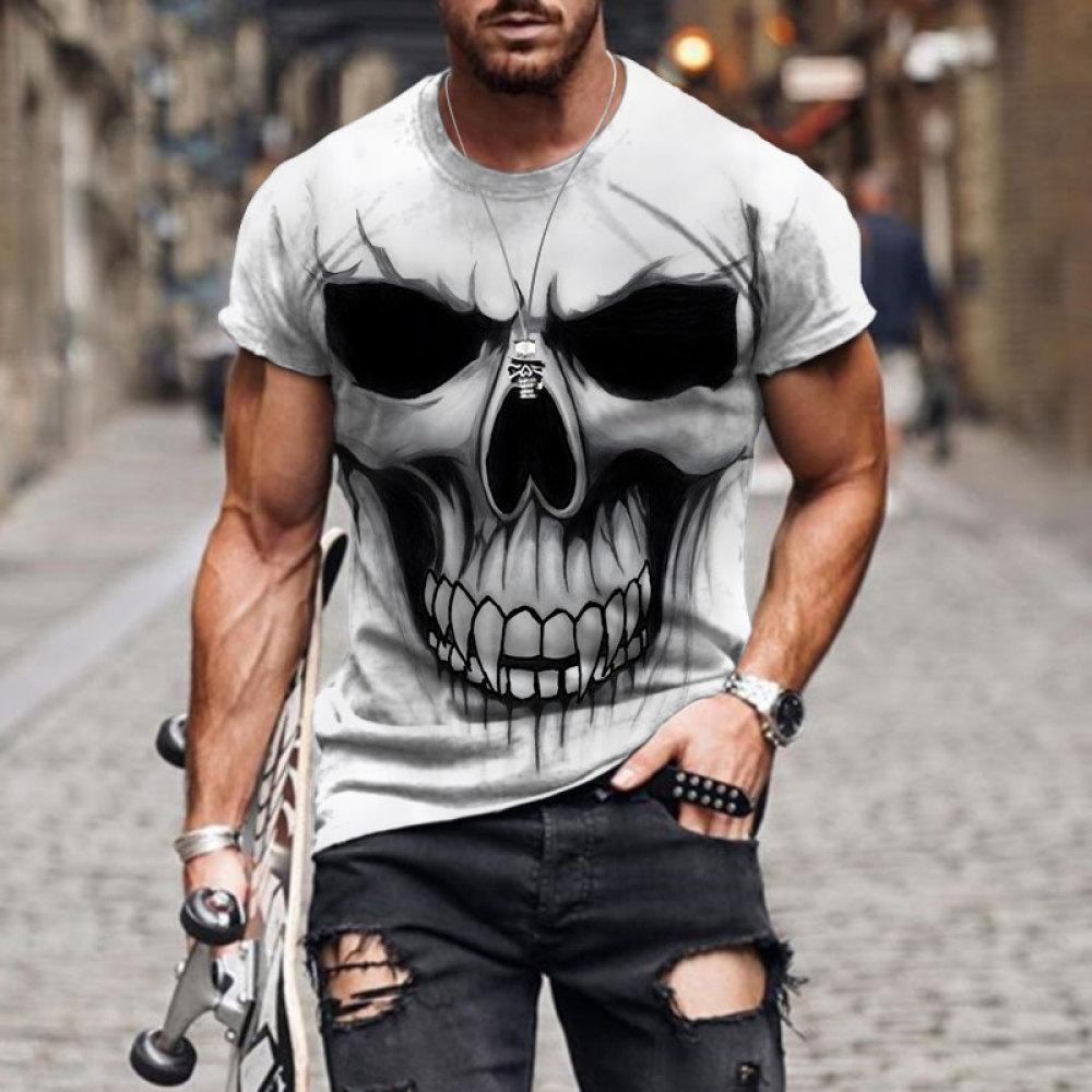 Xiao Xiang Vintage Horror Schedel 3d Print Heren T-shirt Zomer Klassieke Casual O Hals Korte Mouw Mode Losse Oversized Tops T-shirt mannen S