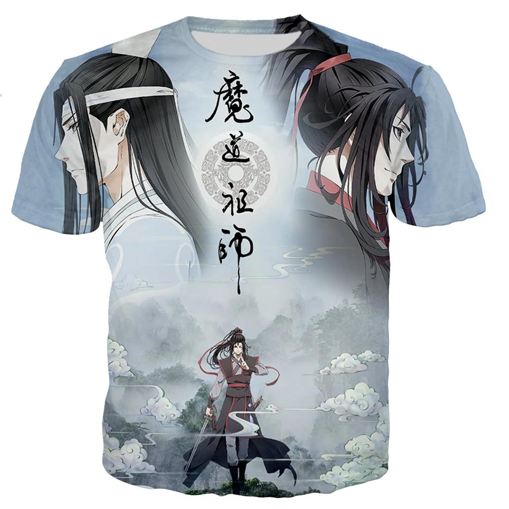 Baibao QIQI Anime MO DAO ZU SHI T Shirt Mannen / vrouwen 3D Geprinte T-shirts Casual Harajuku Stijl Tshirt Streetwear Tees XXS beige