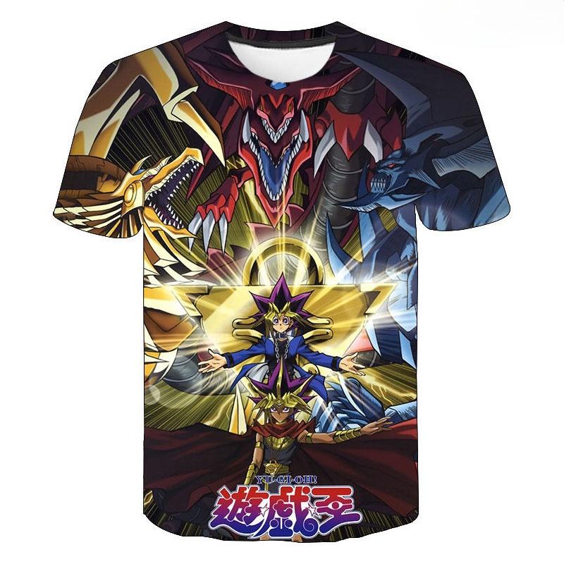 Baibao QIQI Klassieke Anime Yu Gi Oh 3d Geprint T-shirt Mannen / vrouwen Mode Casual Hip-hop Populaire Ronde Hals Streetwear Tops XXS beige