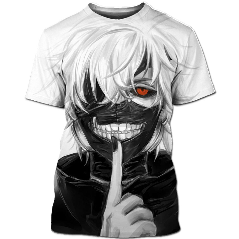 Baibao QIQI Tokyo Ghoul Ken Kaneki 3D-geprint Japans anime mode heren T-shirt casual bedrukt topshirt XS zwart