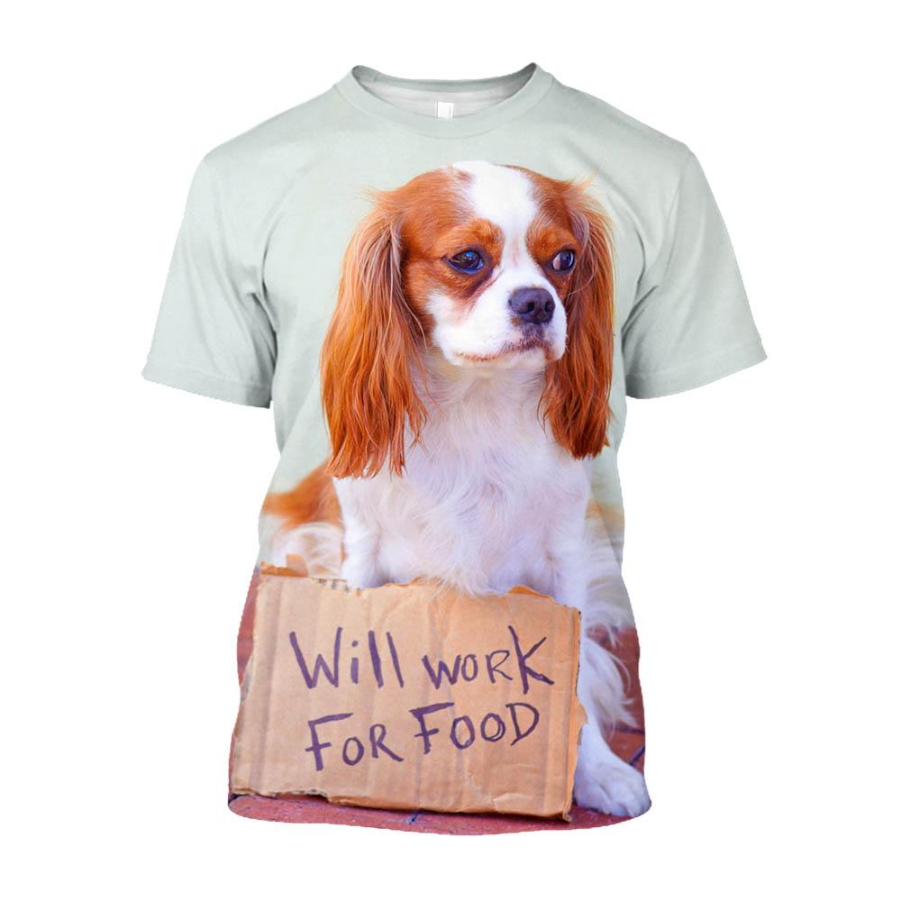 Baibao QIQI 3D Puppy Hond Gedrukte T-shirty Mannen Oversized Baggy Cavalier King Charles Spaniel Grafische T-shirts Streetwear Leuke kleding 6XL