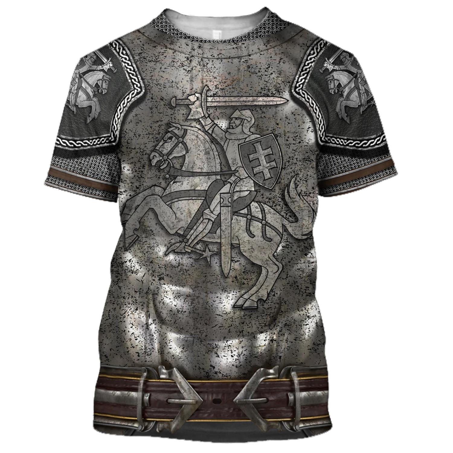 Factory Outlet Clothing Middeleeuwse Ridder Armor Heren T-shirt Tops 3D Gedrukt Templar Knight Cosplay Shirt Met Korte Mouwen O Hals Oversized Cool streetwear XS beige