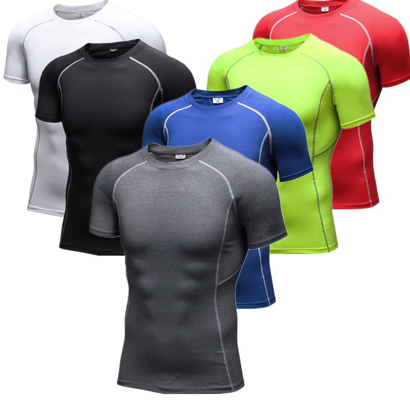 YOUNAXIN Sport-T-shirts voor heren Hardlopen Fietsen Bodybuilding Fitness Training met korte mouwen Jogging-shirts Buiten Tops S wit