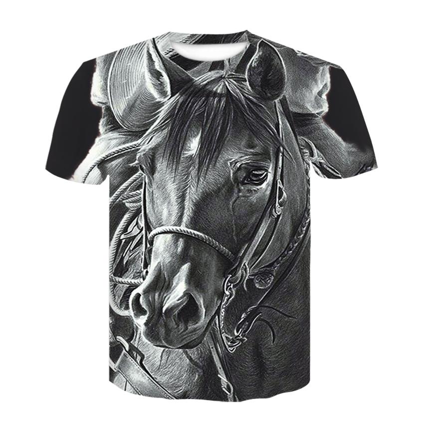 ETST 07 Zomer heren streetwear T-shirt met korte mouwen Tops grappig dier heren casual paardenraces 3D bedrukt T-shirt L