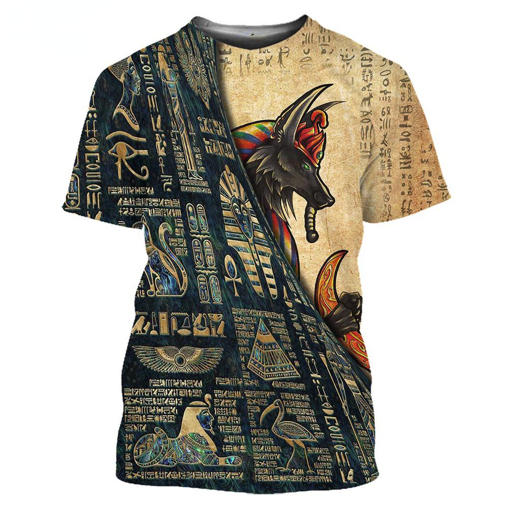 Xin nan zhuang Egyptische straat mannen oversized T-shirt, comfortabele sneldrogende kleding, Egypte Oog van de Voorzienigheid 6XL