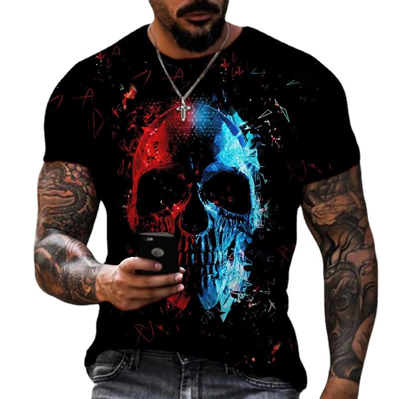 HerSight Skelet 3D T-shirt Mannen O Hals Korte Mouw Zomer Tops Heren Print Tee Shirts S