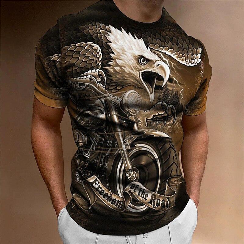 ETST WENDY 05 2023 Heren T-shirt Retro Eagle Motorfiets 3d Afdrukken Korte Mouw Zomer Mode Trend Mannelijke Tops Losse Oversized Herenkleding S