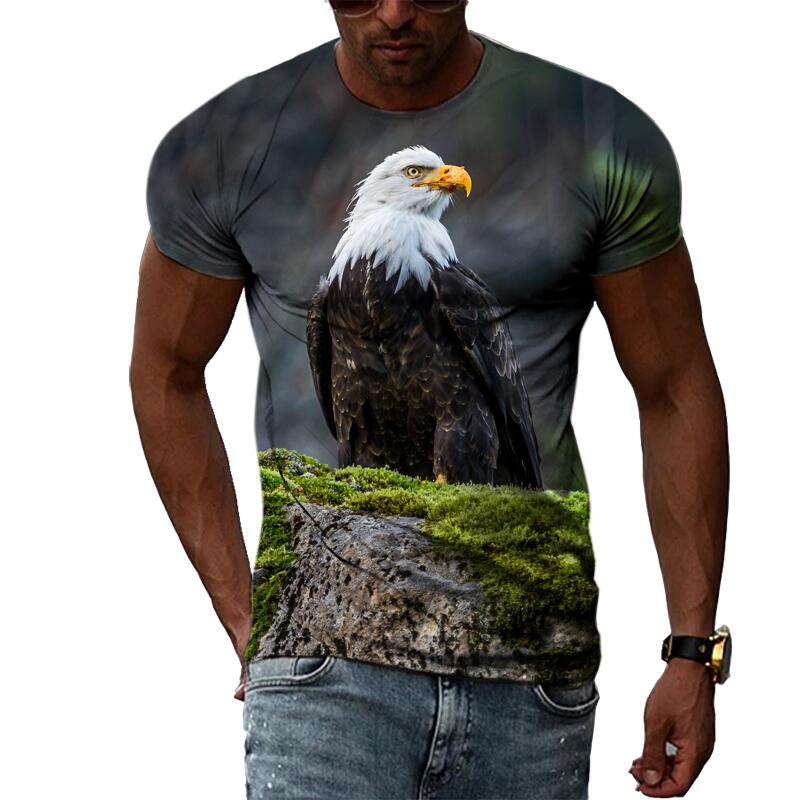 ETST WENDY 05 Nieuwe zomermode dieren vogels adelaar grafische mannen en vrouwen T-shirt 3D print hip hop tee persoonlijkheid ronde hals korte mouw top S