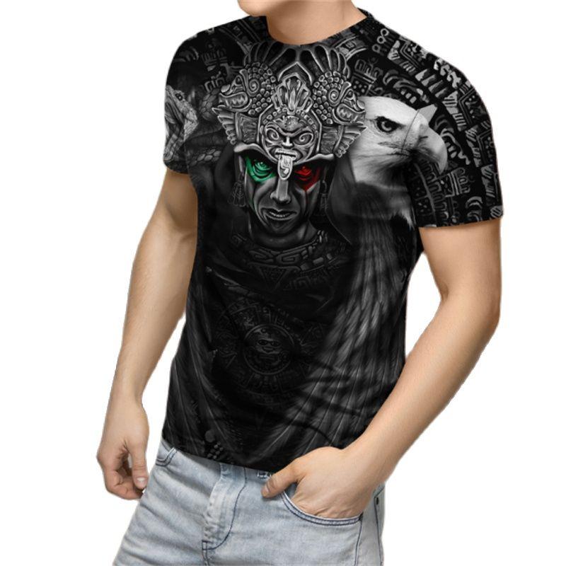 ETST WENDY 05 Mexico Azteeks heren T-shirt, 3D-geprint T-shirt met korte mouwen, dag van de dood, straat, hiphop, groot, 2023 nieuw 6XL