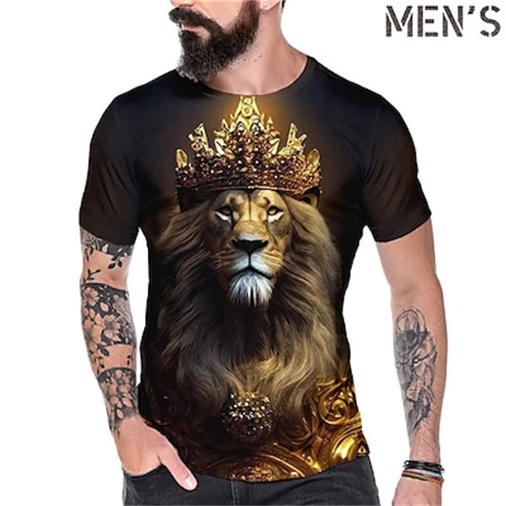 ETST WENDY 05 Zomer Korte Mouw heren 3d T-shirt Top Trui Koning Van Het Bos Leeuw Patroon Harajuku Kleding Outdoor Casual Vintage tees S