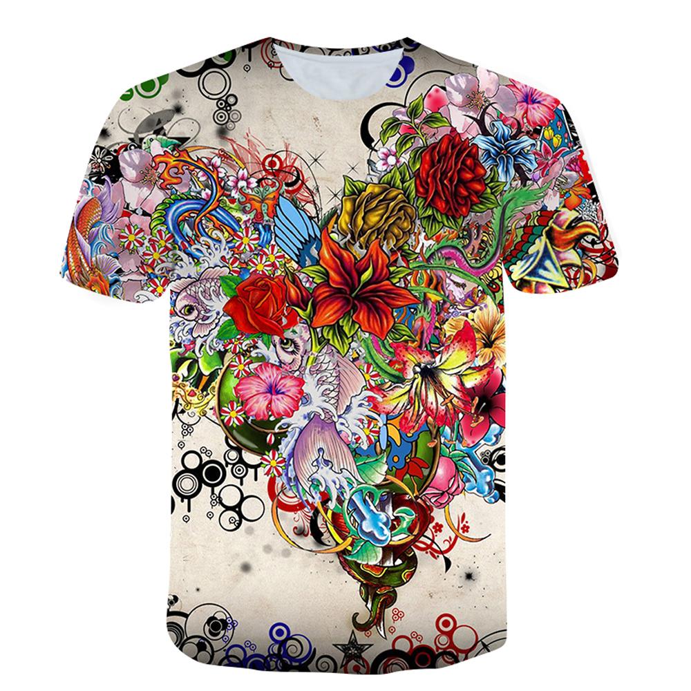 Xin nan zhuang Zomer Nieuwe Mode Mannen Bloemen Vlinders Grafische T-shirts 3D Persoonlijkheid Trend Hip Hop Print T-shirt Korte Mouw T-shirts top 6XL