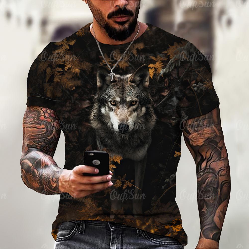 ETST 07 Dier T-shirt Voor Mannen Wolf 3d Print Tops Tees Zomer Korte Mouw Herenkleding Fahion Ademend Oversized Casual streetwear M