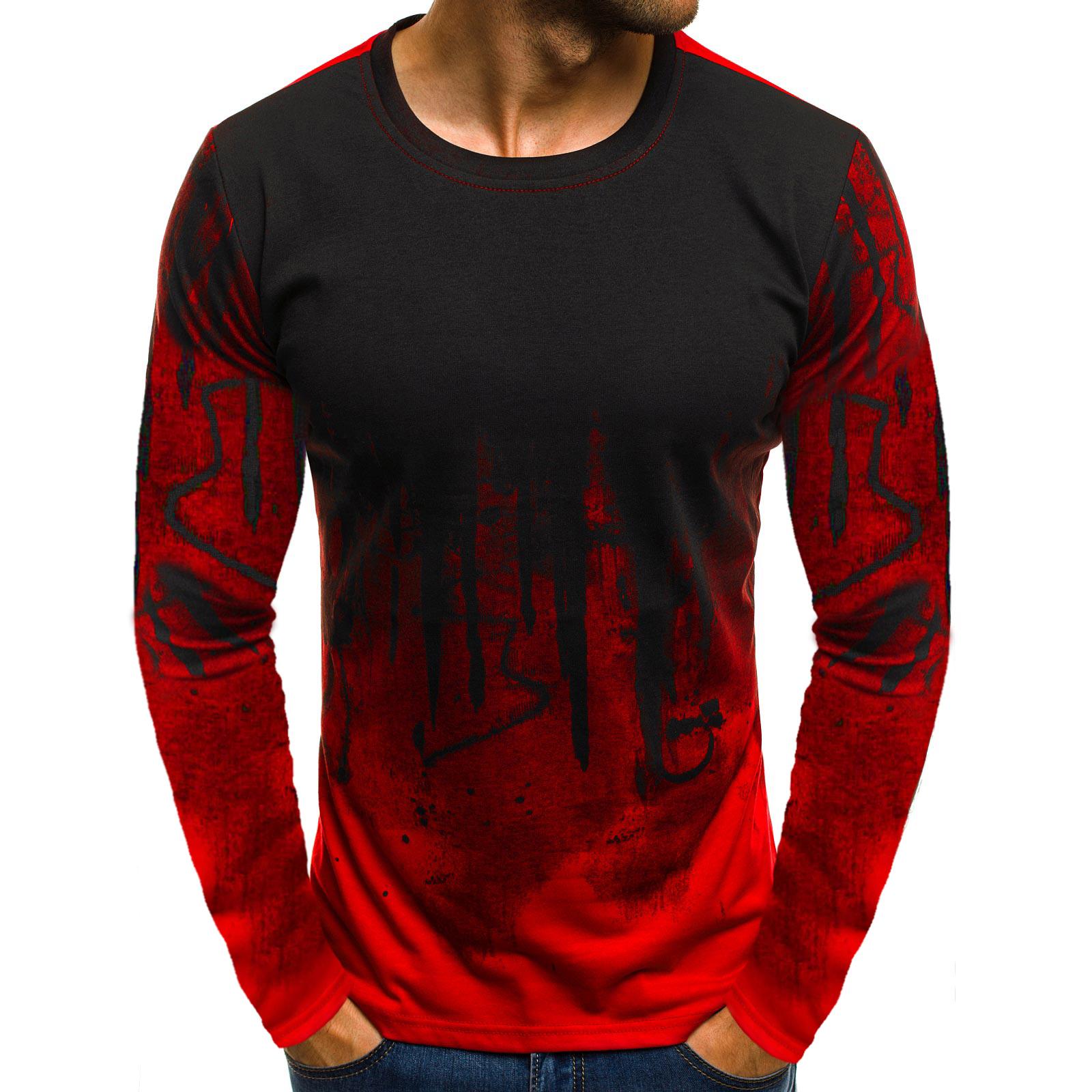 Haojun 2023 3D-geprint heren-casual heren-T-shirt met O-hals, slim fit oversized heren-top-T-shirt met print. S rood