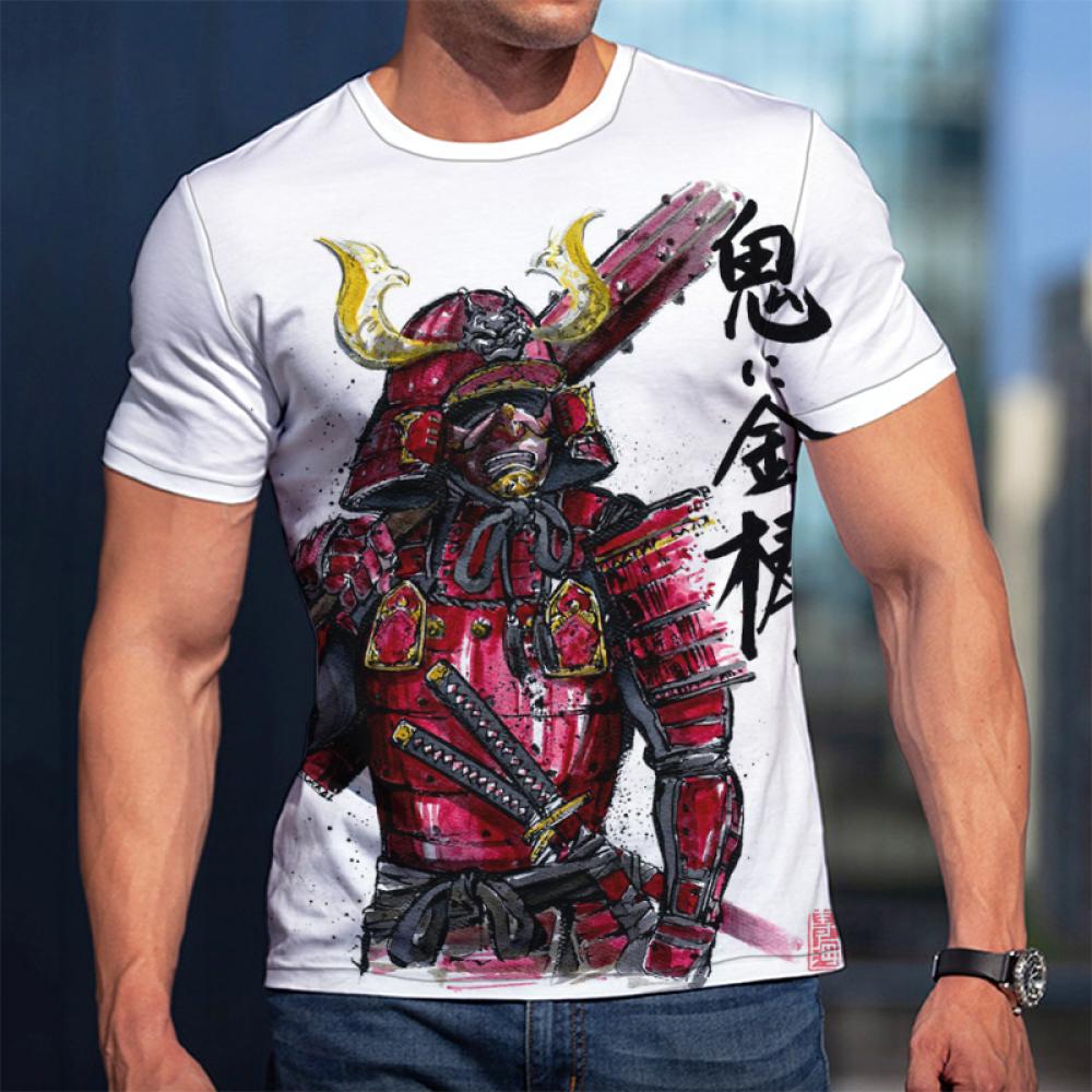 Xuhaijian02 Mode 3D Samurai Masker Print T-shirt Voor Mannen Japan Ghost Warrior Harajuku Streetwear Hip Hop Trend O-hals Tops zomer Losse Tee XL