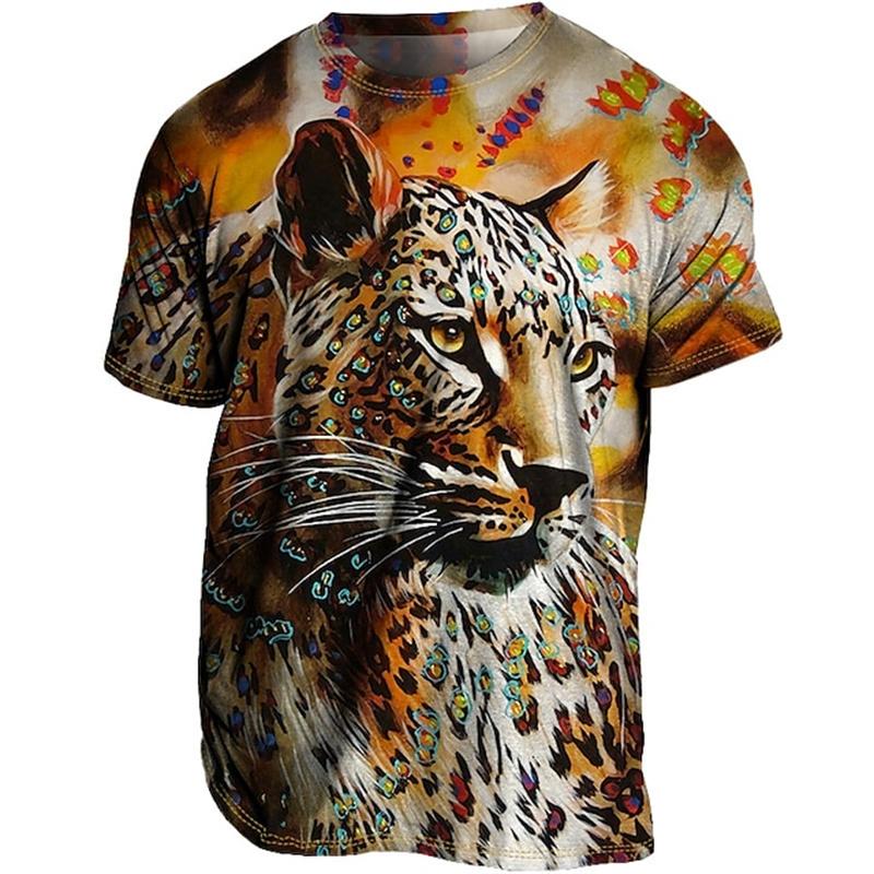 ETST 03 Vintage T-shirt Mannen Leeuw Tijger 3d Print T-shirt Animal Eagle Korte Mouw Zwart Casual Tops Retro Heren Tees Oversized streetwear XL