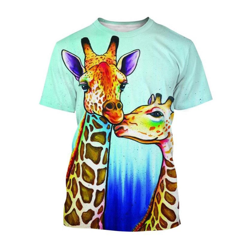 Xuhaijian02 Mode Grappige Cartoon Dier Giraffe grafische t-shirts Voor Mannen Zomer Trend Casual Leuke Harajuku Gedrukt Ronde Hals Korte Mouw S